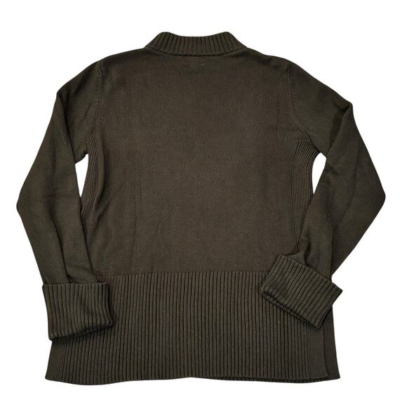 MARKET & SPRUCE Dark Green Mock Neck Center Seam Sweater Medium Cuffed Sleeves - Picture 5 of 5
